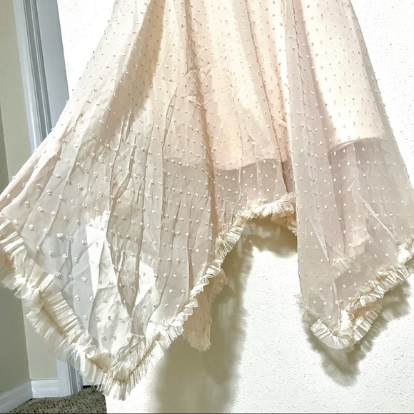 WALTZ Illusion 3D Rose netted neck handkerchief hem flowy midi dress size S Y2K - Picture 5 of 7